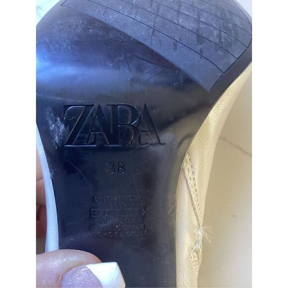 Zara Womens Euro Off White Mid Height 4” Boot Sz 38 (7.5) Zip Closure - Picture 14 of 14